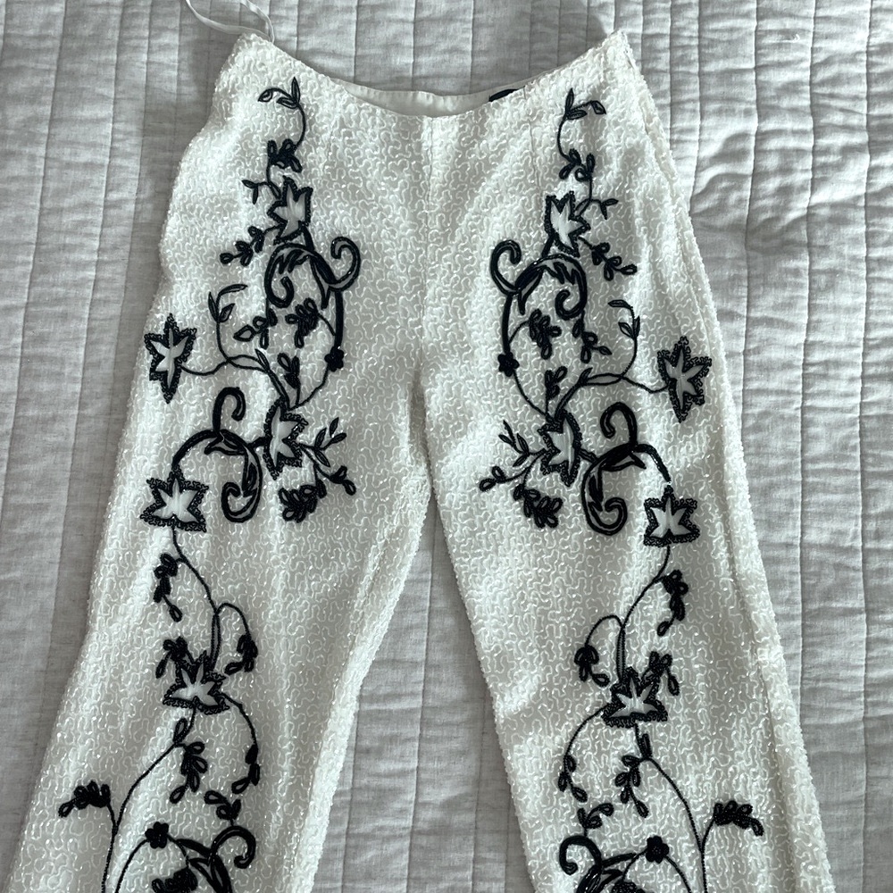 Emma Black Y2k embellished and embroidered western chic dress pants RARE